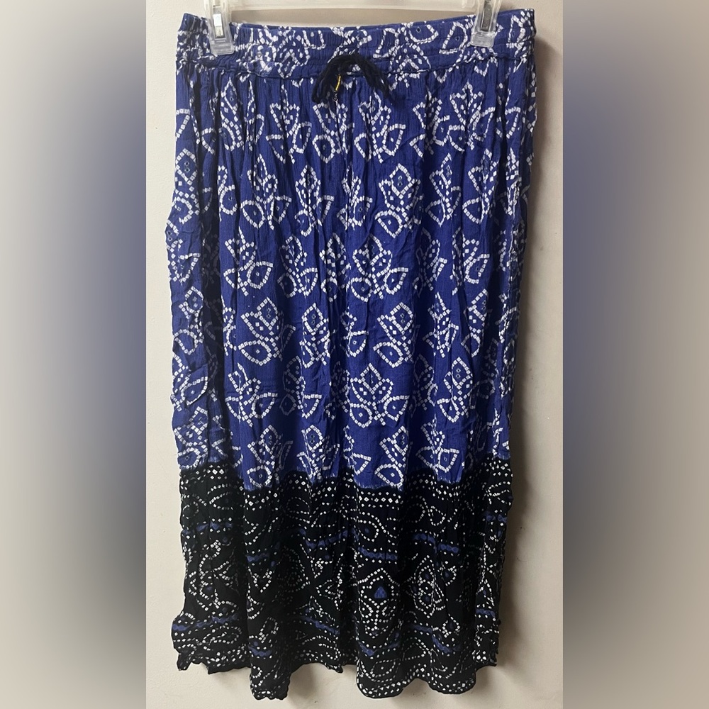 Chic Blue and Black Maxi Skirt